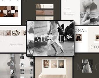 Monokrom moodboard med modebilder och ordet 